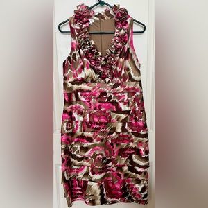 London Times Tiered V-Neck Dress Multicolored Size 10